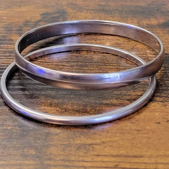2 Silver Bangle Bracelets Vintage Monet *Pre-owned - Picture 1 of 4